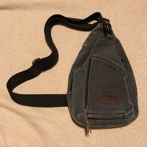 Grey Canvas Crossbody Bag